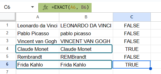 Using the EXACT Function