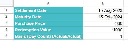 DISC Function in Google Sheets Example 2