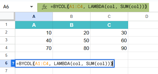 How to Use BYCOL Function 1-1