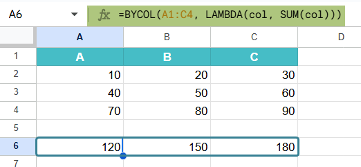 How to Use BYCOL Function 1-2