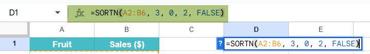 How to Use SORTN Function 1-1