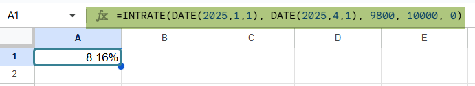 INTRATE function in Google Sheets Intro
