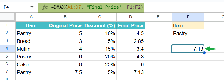 DMAX Function in Google Sheets - Examples, How To Use?