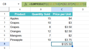 SUMPRODUCT Function in Google Sheets = Syntax, How to Use?