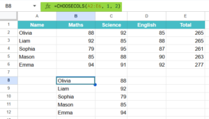 CHOOSECOLS Function in Google Sheets - Syntax, How to Use?