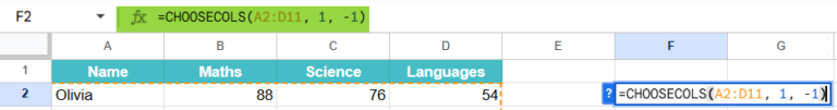 CHOOSECOLS Function in Google Sheets - Syntax, How to Use?