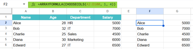 CHOOSECOLS Function in Google Sheets - Syntax, How to Use?