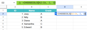 CHOOSECOLS Function in Google Sheets - Syntax, How to Use?