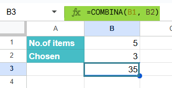 How to Use COMBINA function 1-2