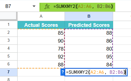 How to Use SUMXMY2 Function 1-1