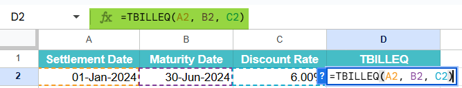 How to Use TBILLEQ function 1-1