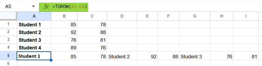 How to Use TOROW Function 1-2