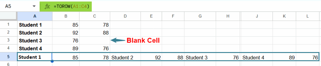 How to Use TOROW Function 1-3