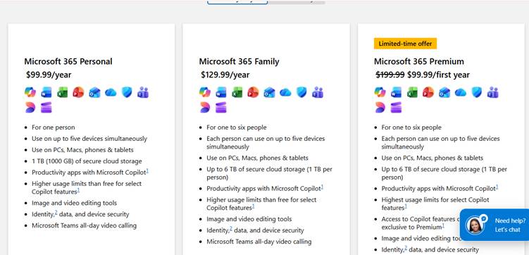 Microsoft 365 subscriptions
